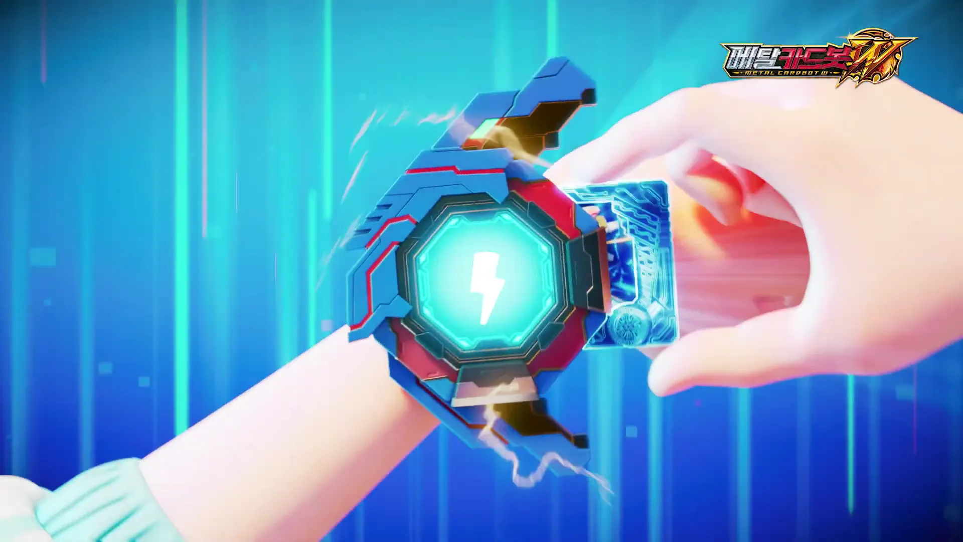 Jun's hand places Blue Cop W's weapon card into the Metal Breath